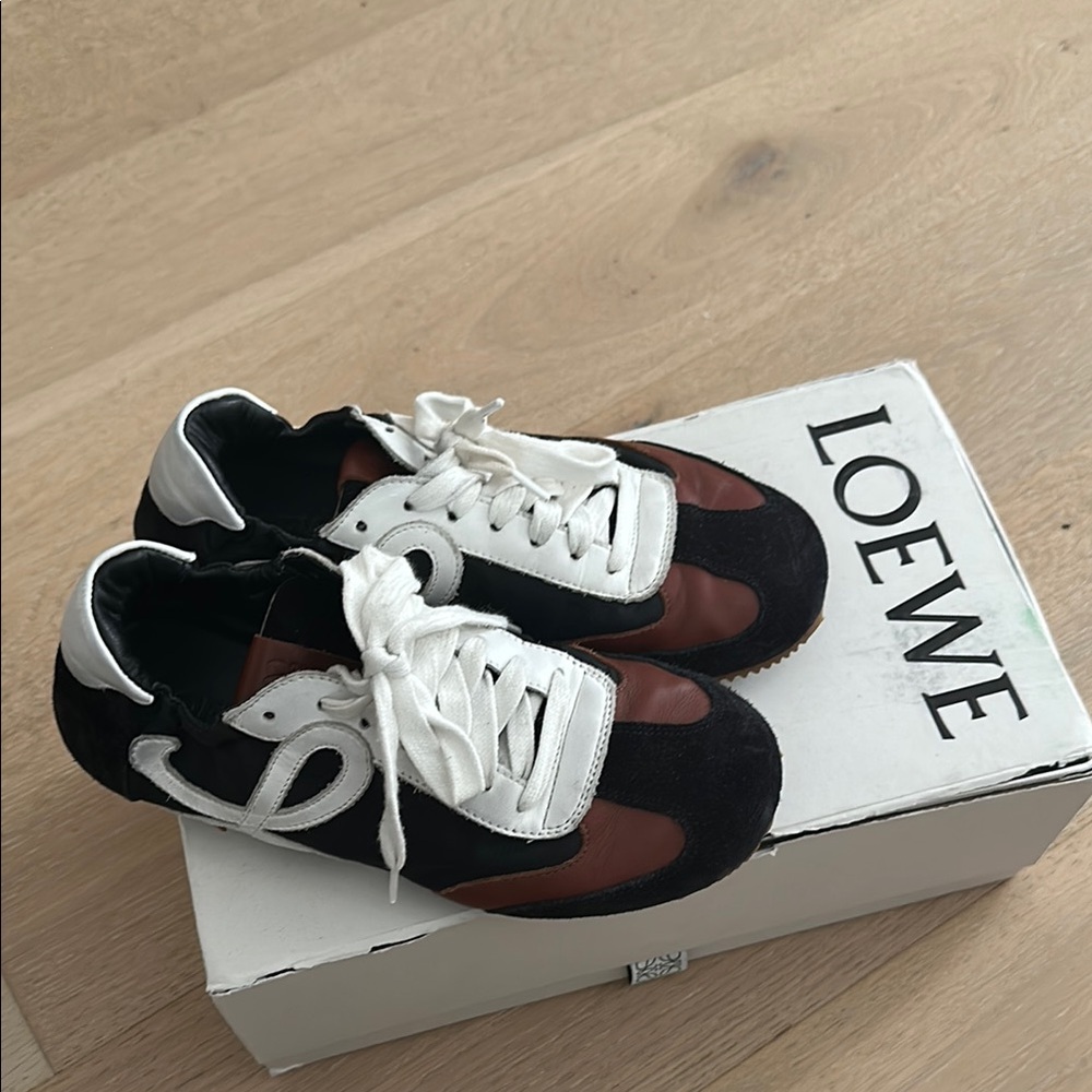 Loewe Black and Brown Leather Sneakers